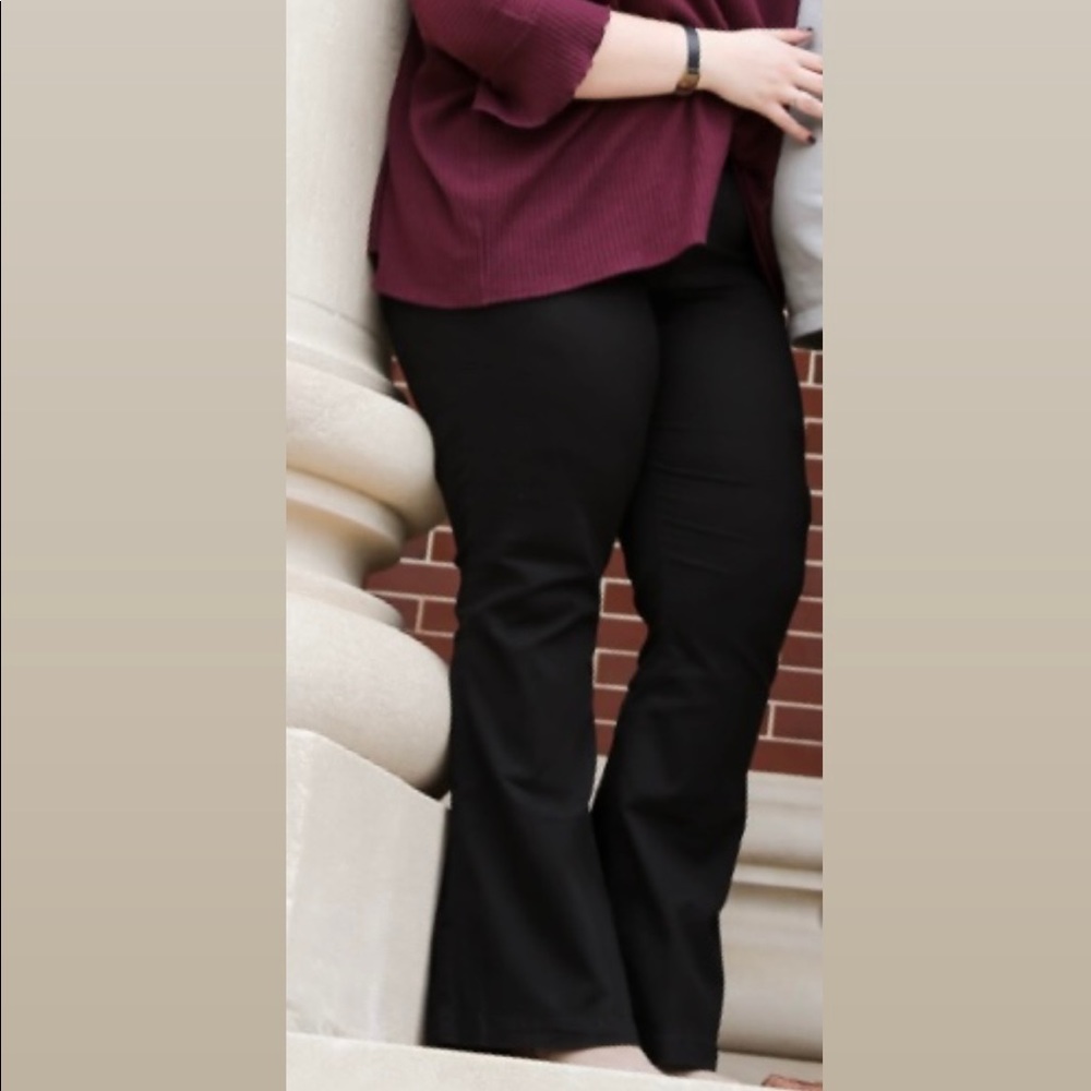 BLACK LONG FLARE PANTS